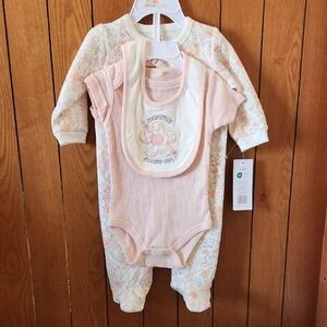 Floral Baby Outfit Set with Bib